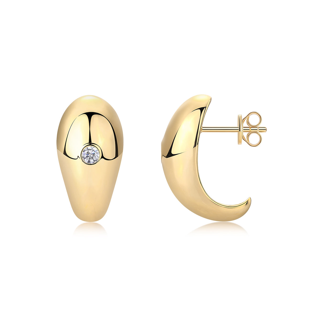 Boucles d'oreilles goutte d'eau en argent sterling S925 0,1 ct Moissanite D VVS1 plaqué or 7 g