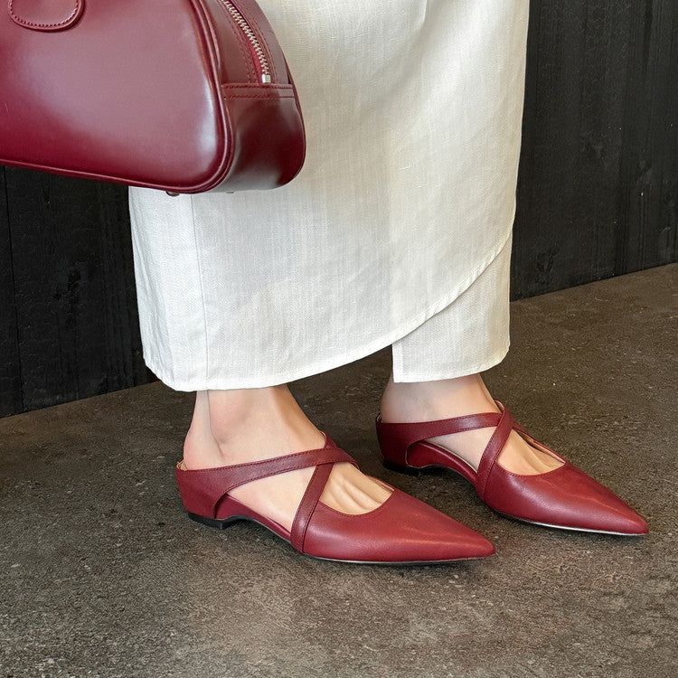 Mules à bout pointu fermées compensées d'extérieur pour femmes, élégantes et confortables