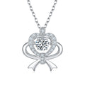 Collier Pendentif Nœud Cœur Moissanite 0,5ct Couleur D VVS1 Argent Sterling S925 Plaqué Platine 45cm Certifié GRA Coffret Cadeau