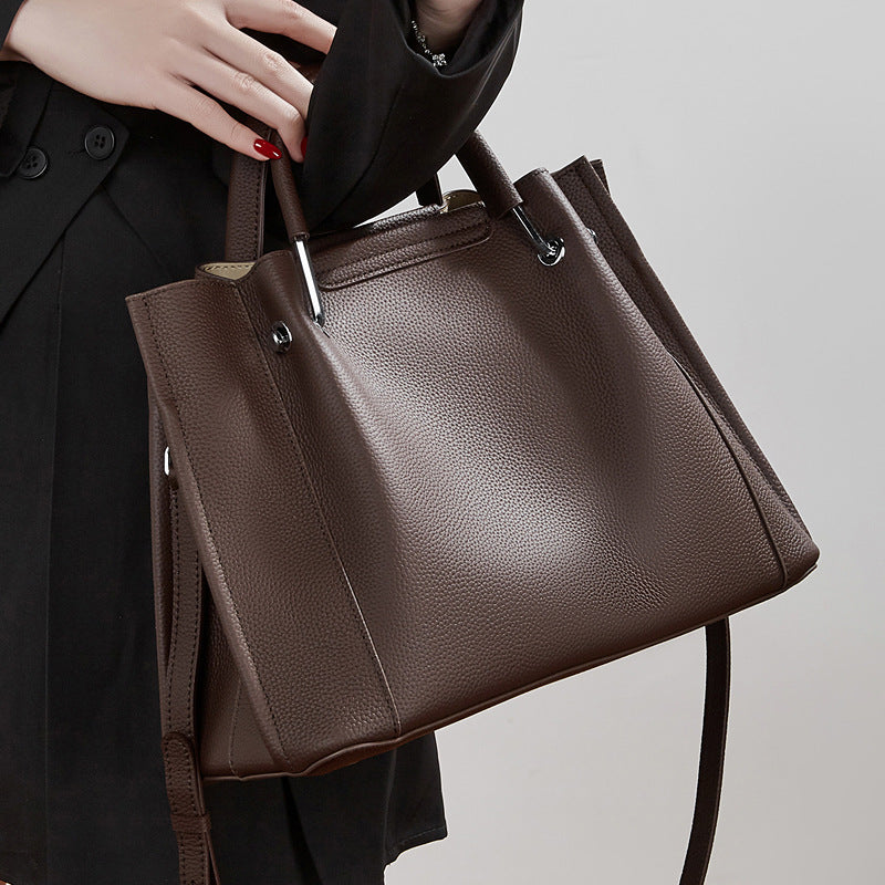 Sac en cuir pleine fleur avec grande capacité - élégant et résistant 33x15x24 cm