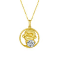 Collier Singe en Argent Sterling S925 Plaqué Or avec Moissanite 1ct D VVS1