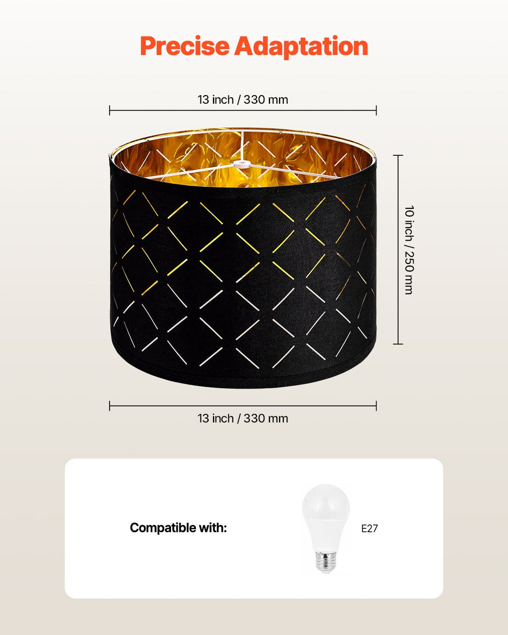 Ensemble de 2 abat-jour tambour, 13 po en haut x 13 po en bas x 10 po de hauteur, abat-jour moyen avec harpe, abat-jour de rechange pour lampes de table, lampadaires et suspensions, noir diamant creux