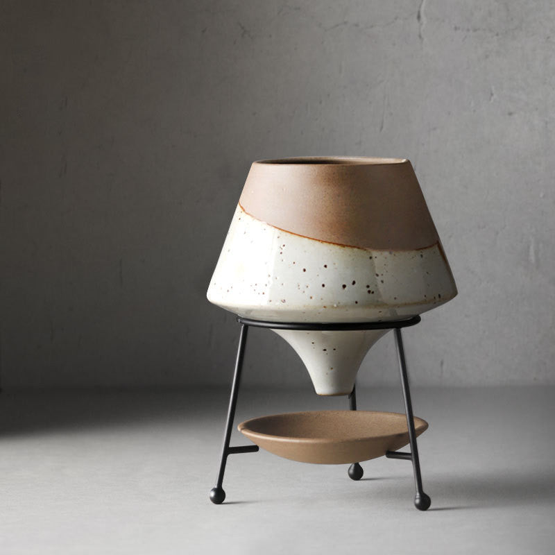 Pot de Fleurs en Céramique Créatif avec Cadre en Fer Nordique