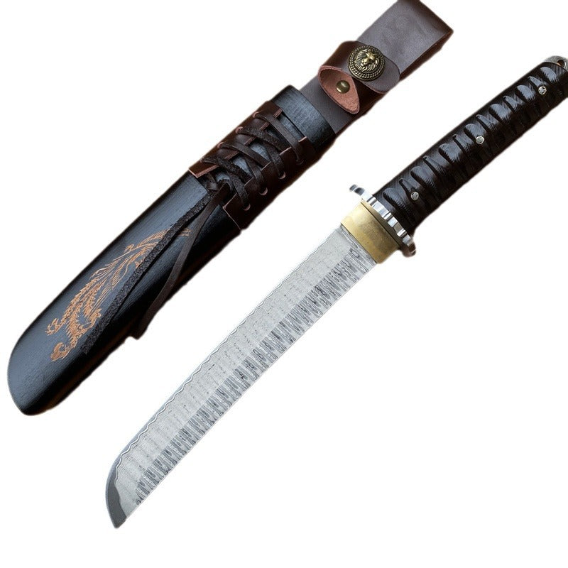 Couteau à gaine en bois de Damas intégré pour camping et escalade