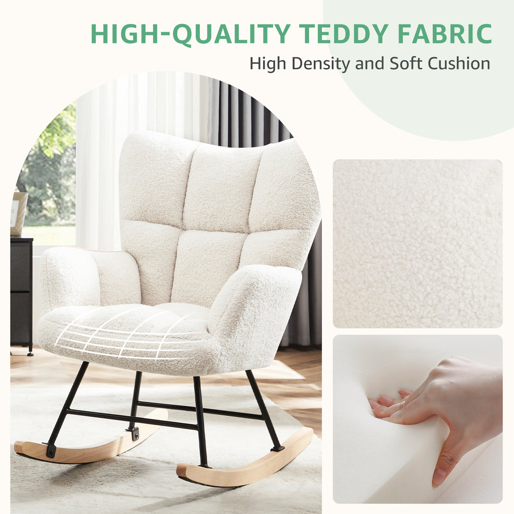 Fauteuil à bascule glissant en tissu teddy