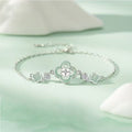 Bracelet trèfle vert en zircon en argent sterling 999, style rétro luxueux, idéal au quotidien et pour occasions spéciales