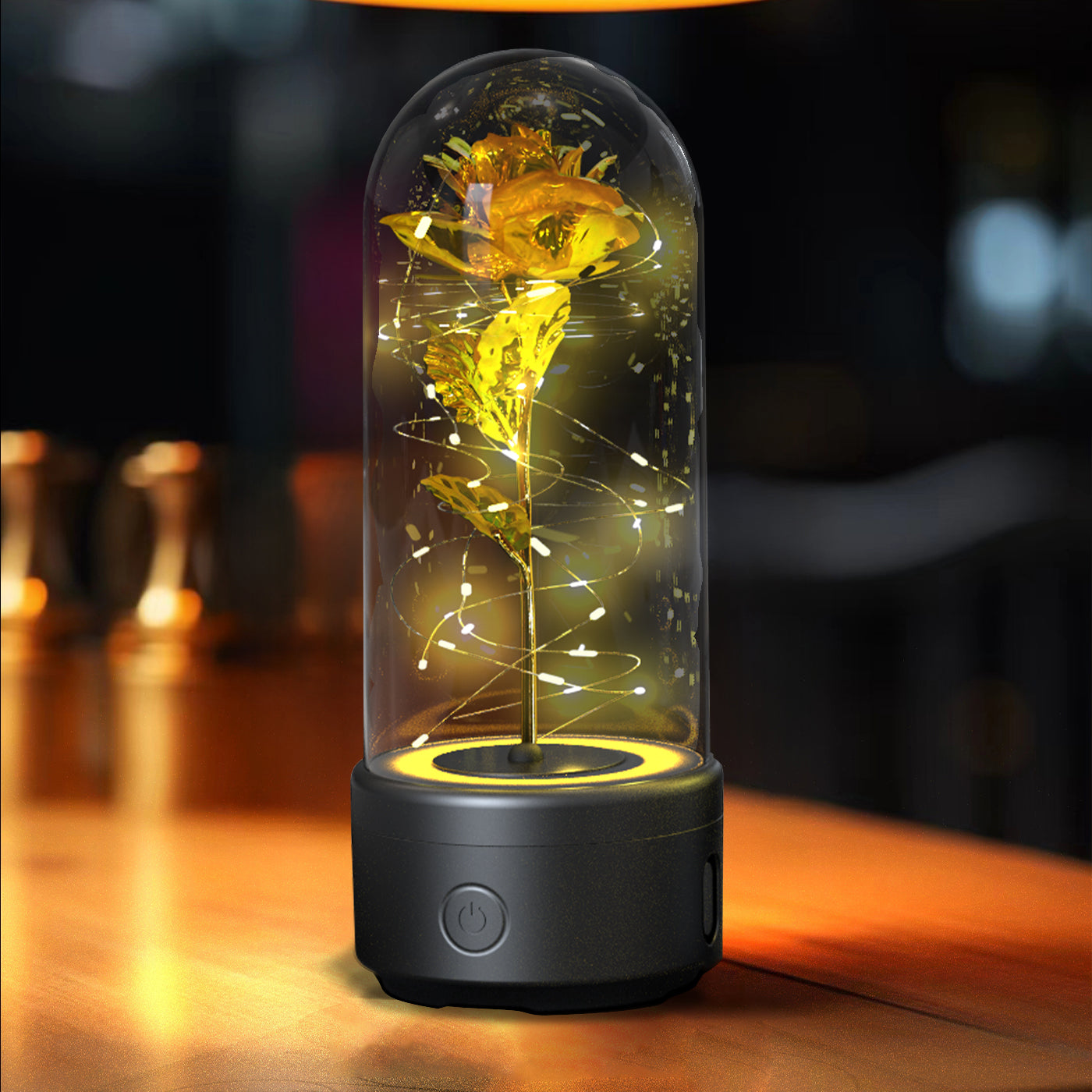 Lampe LED 2 en 1 Créative Rose Éternelle et Enceinte Bluetooth, Cadeau Saint-Valentin - IVOIRART.COM