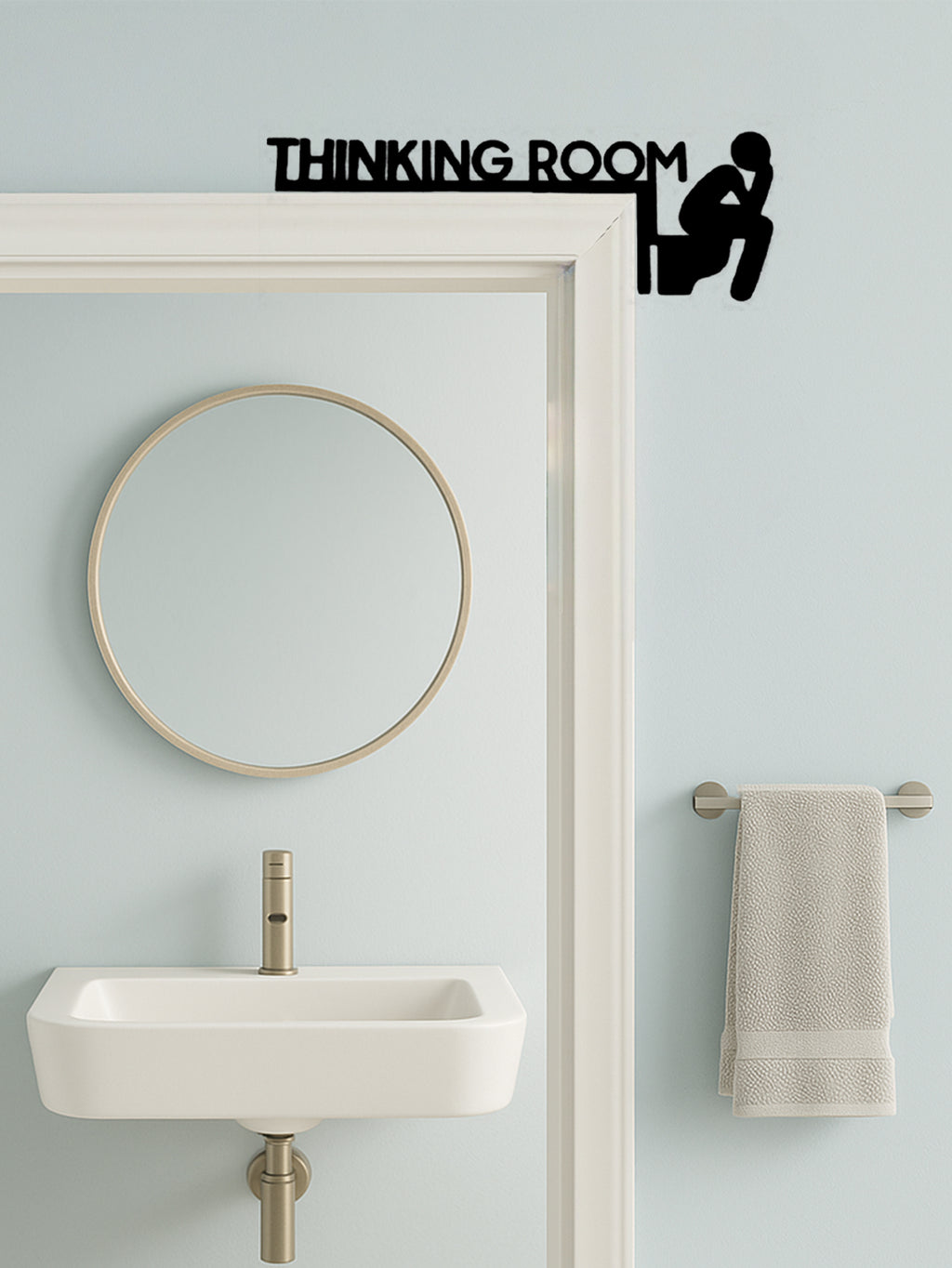 1pc Panneau de Porte de Toilettes en Métal Moderne, Sculpture Murale, Décor de Maison