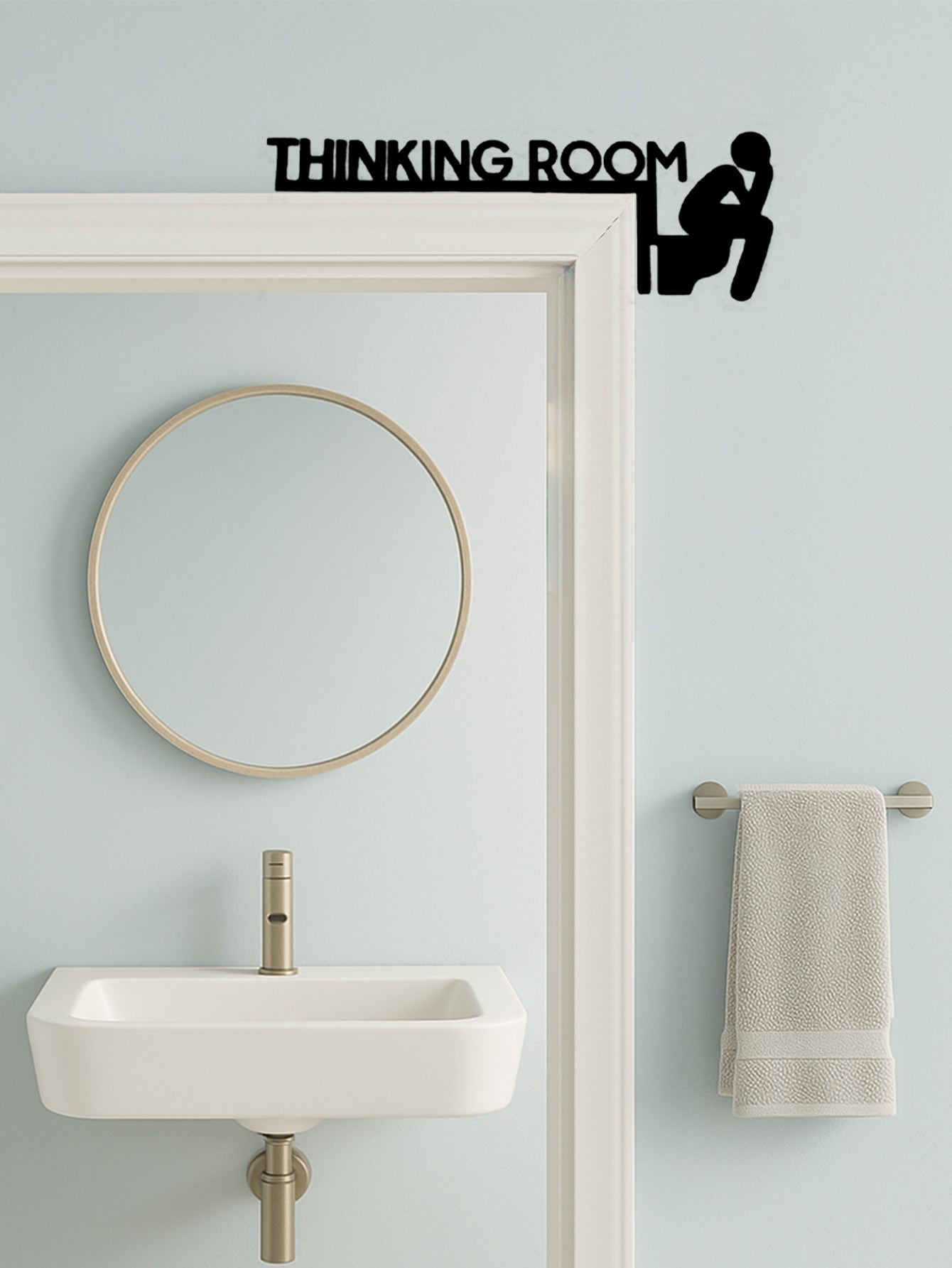 1pc Panneau de Porte de Toilettes en Métal Moderne, Sculpture Murale, Décor de Maison