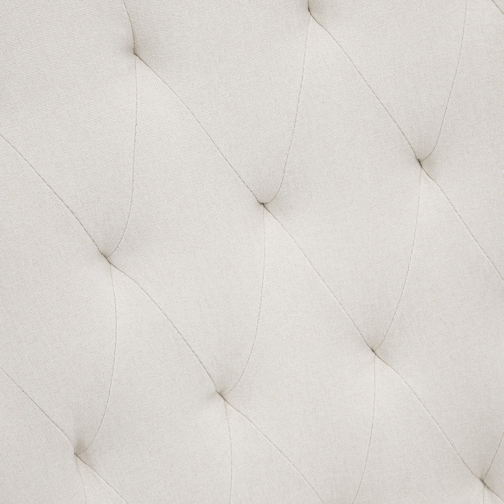 Fauteuil à bascule en tissu style milieu du siècle, fauteuil convertible capitonné à oreilles avec siège rembourré, base en bois d’hévéa pour maison, studio, chambre, salon, blanc crème