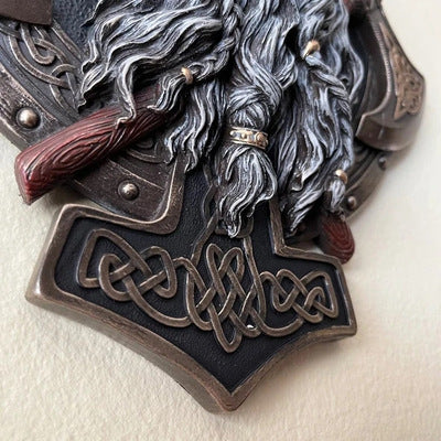 Plaque de Décoration Murale en Résine Pendentif Double Hache Berserker Viking