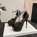 Sandales Glamour à Talons Ultra Hauts et Bout Ouvert avec Plateforme Étincelante