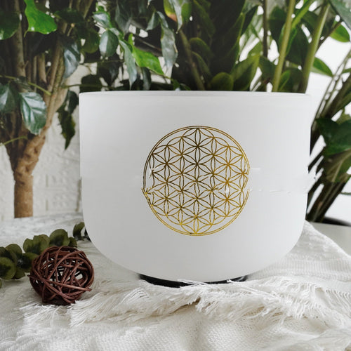 528 Hz 8-inch C Major Decal Sound Healing Crystal Singing Bowl - IVOIRART.COM