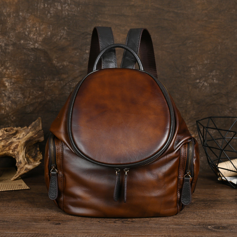 Sac à Dos en Cuir Souple Style Rétro Loisirs Forêt pour Femme - Sacs Européens et Américains