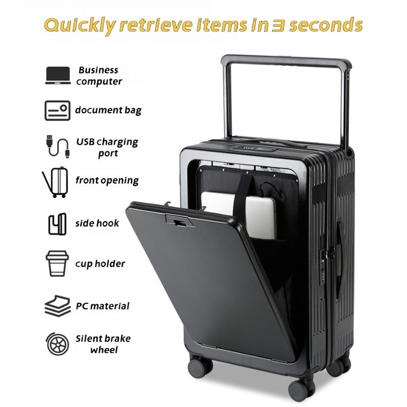 Valise Tendance 16 Pouces avec Cadenas TSA, Roues Universelles 360° et Poignée Télescopique