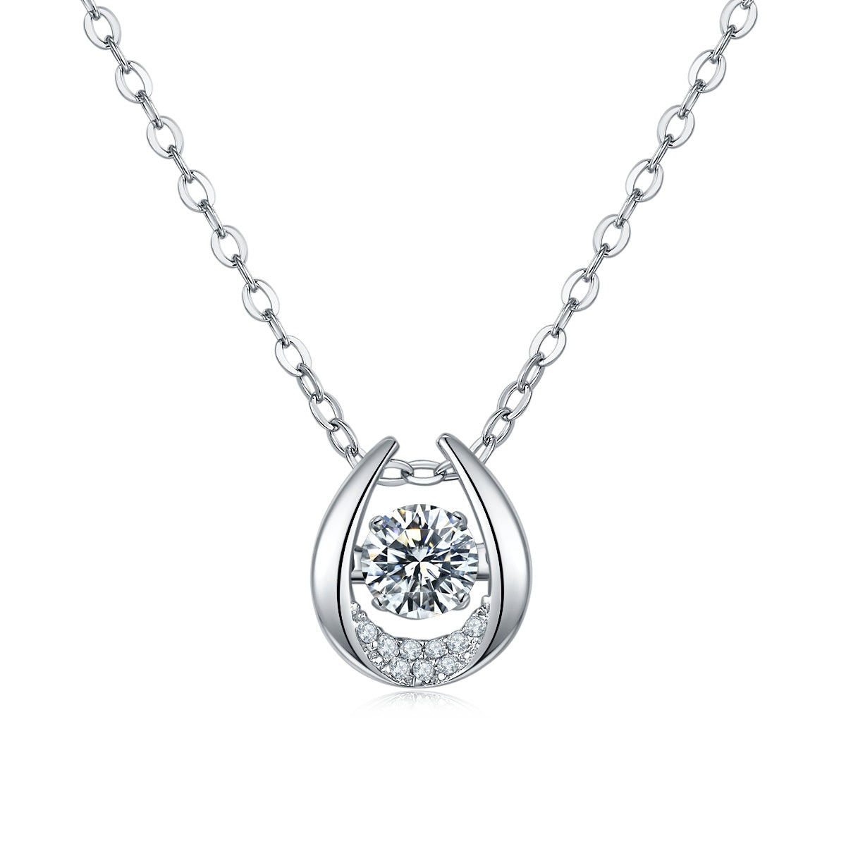 Collier fer à cheval en argent sterling S925 0,5ct moissanite D VVS1, chaîne 45cm, plaqué platine, certificat GRA, boîte cadeau