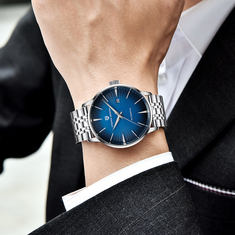 Montre Mécanique Homme Étanche avec Bracelet en Acier Inoxydable Élégant