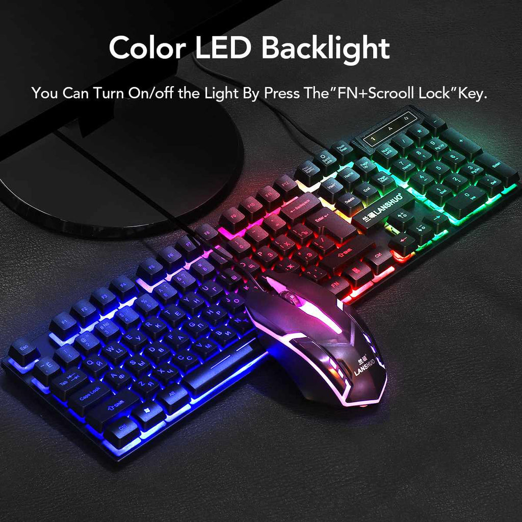 Ensemble complet clavier et souris filaires rétroéclairés USB pour usage quotidien
