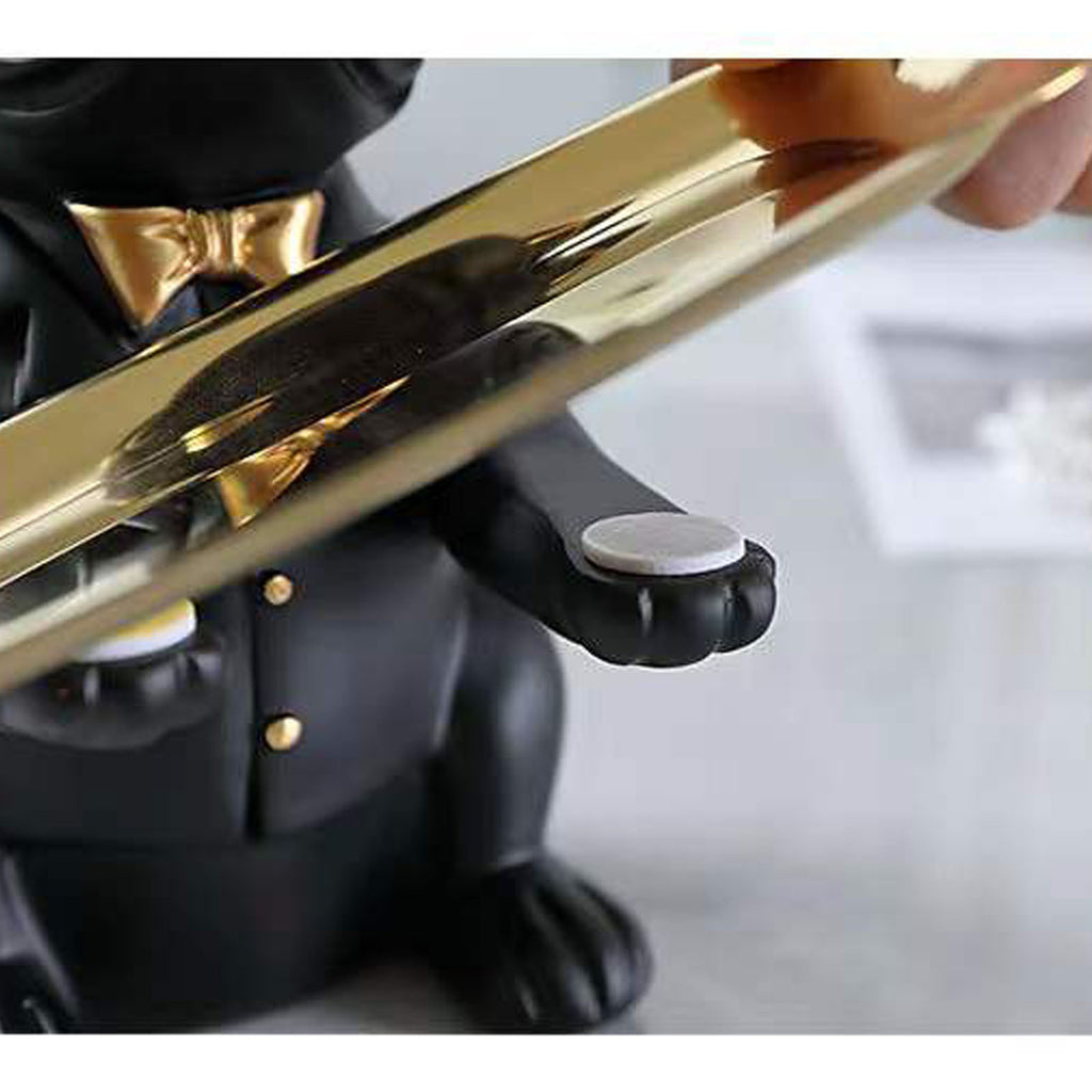 Statue de Bulldog Français Décoration Maison, Statue de Chien Mignonne Avec Plateau, Cadeau Accessoire Bulldog Français, Sculpture Décor Maison Noir ou Marron