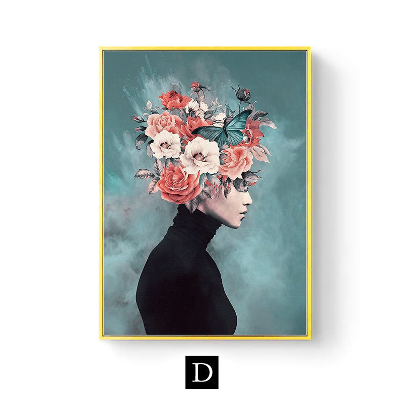 Peinture décorative moderne pour salon, art abstrait floral sur toile, affiche