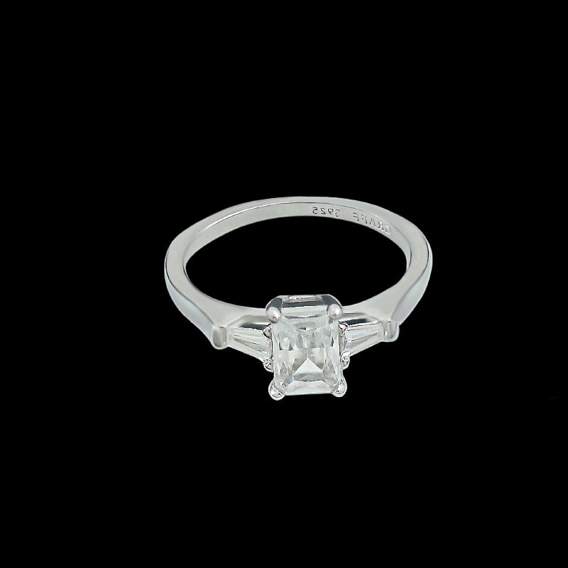 Bague pour Femme en Argent Sterling Forme Cube de Sucre avec Zircon incrusté