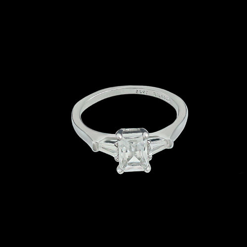 Bague pour Femme en Argent Sterling Forme Cube de Sucre avec Zircon incrusté