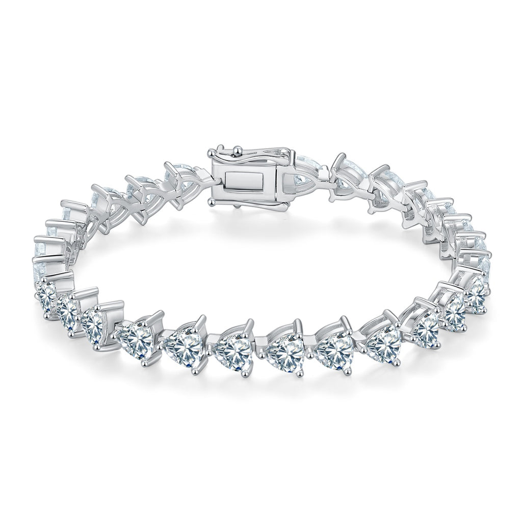 Bracelet Tennis Moissanite Taille Trillion 5x5mm Argent Sterling S925, Platine