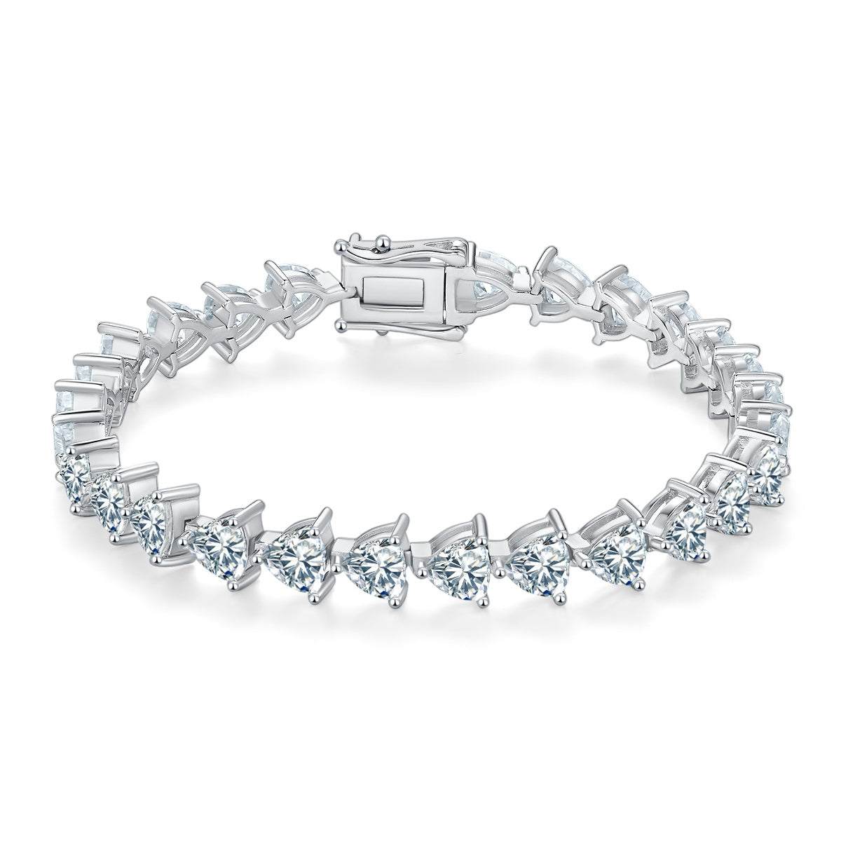 Bracelet Tennis Moissanite Taille Trillion 5x5mm Argent Sterling S925, Platine