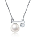 Collier asymétrique en argent sterling 925, perle d'eau douce naturelle, plaqué platine, 2g, coffret cadeau