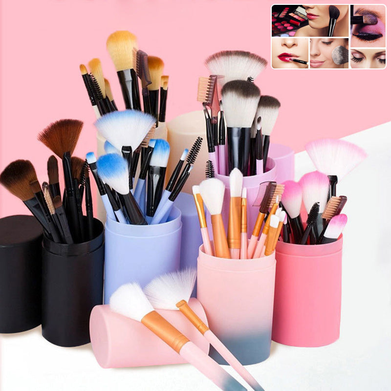 Set de 12 pinceaux de maquillage pour blush, ombres à paupières, cils et highlighter