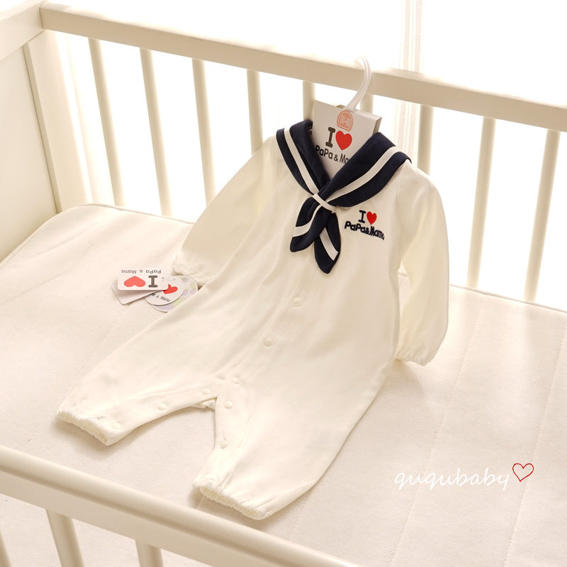 Vêtements Bébé Style Marin Tenue Nouveau-né Body Manches Longues Coton