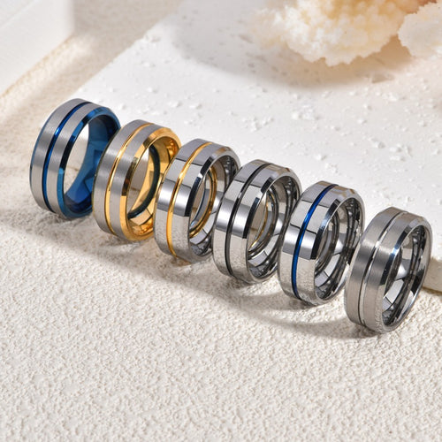 Accessoire de Bague Unisexe à la Mode, Forme Ronde, Style Luxueux en Acier Tungstène