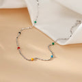 Bracelet de cheville 1 pièce en argent sterling 999 émaillé multicolore, style bohème minimaliste, pour plage estivale, usage quotidien et cadeaux femme