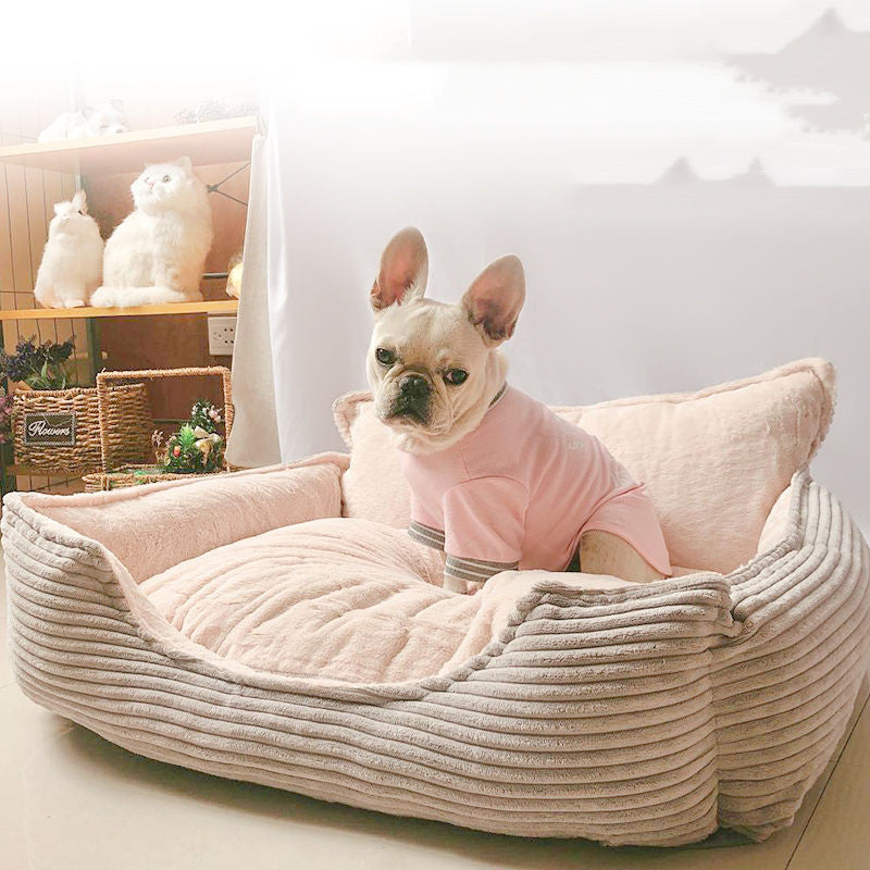 Nid douillet amovible et lavable en peluche pour chien, chaud et confortable