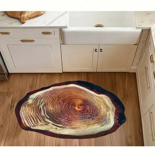 Tapis en Terre de Diatomée avec Motif Bois, Tapis Super Absorbant, Sèche-Rapide et Antidérapant pour Cuisine, Salle de Bain, Chambre - Tapis de Sol au Design Unique de Cercles d'Arbre