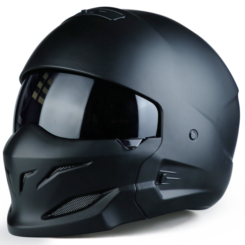 Casque Demi-Visage Vintage Noir Scorpion pour Véhicule Électrique, Combo