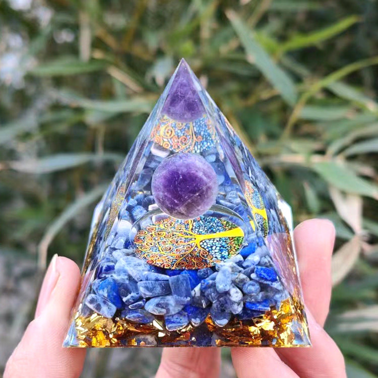 Gravier Cristal de Pyramide en Résine Époxy — Ornements faits à la main pour Bureau et Maison