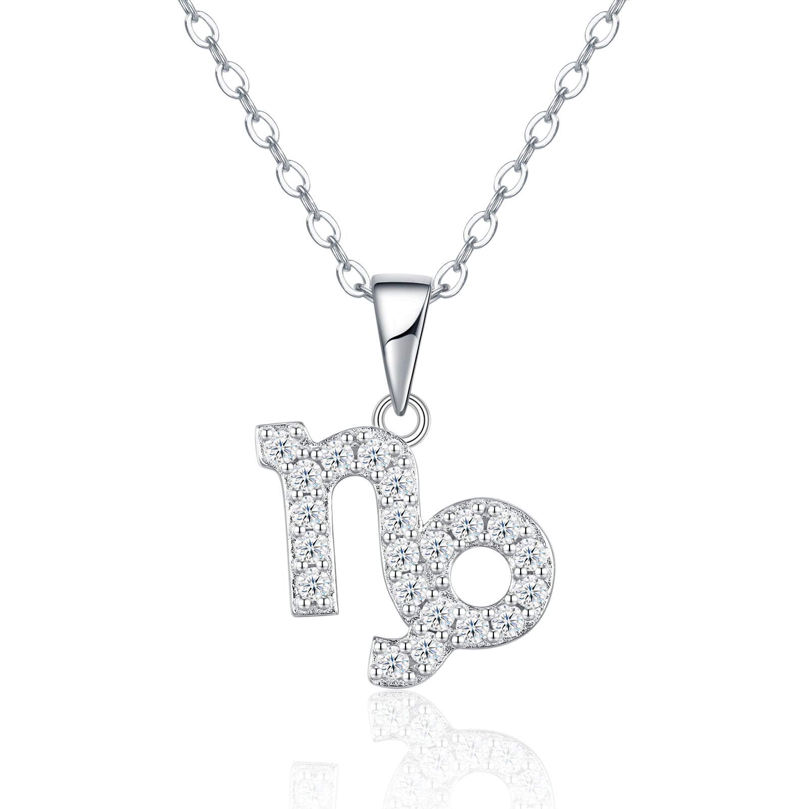 Collier Capricorne en Argent Sterling S925 avec Pierre Moissanite D VVS1, 3,4g Plaqué Platine, Bijou Astrologique avec Certificat GRA
