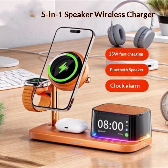 6-in-1 Magnetic Wireless Charger With Fast Chargingcompatible With Speakers Phones Earphones And Smartwatches - IVOIRART.COM