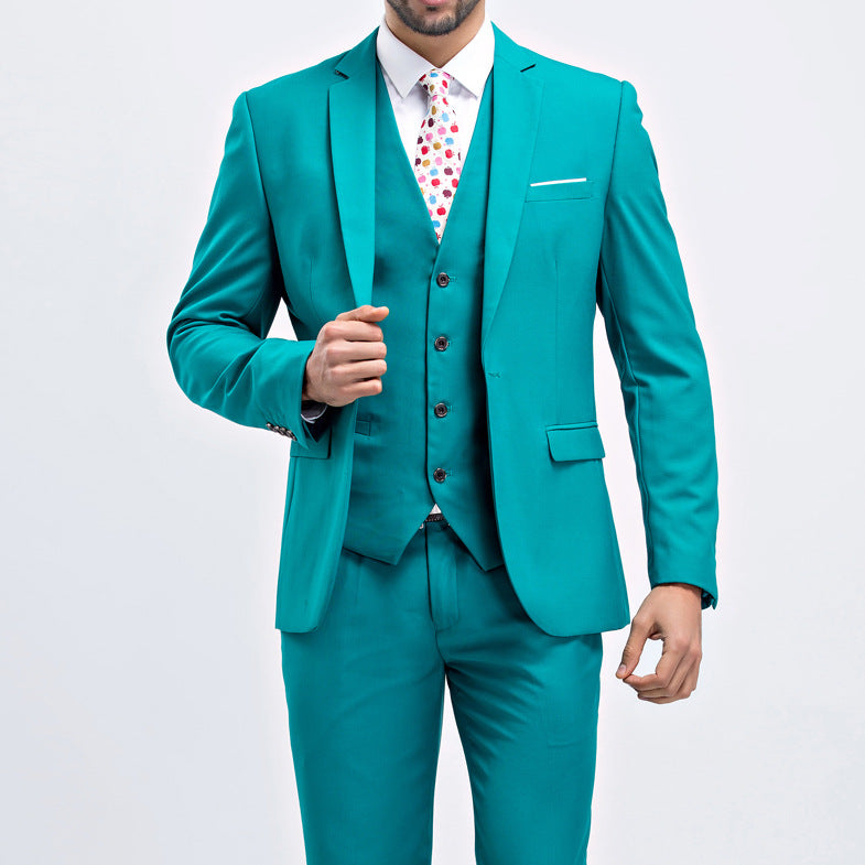 Costume trois pièces pour homme, couleur unie, style business-casual élégant