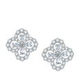 Boucles d'Oreilles Clous Fleur Trèfle Taille Poire Moissanite Argent 925 Plaqué Platine, Certificat GRA, Coffret Cadeau Femme