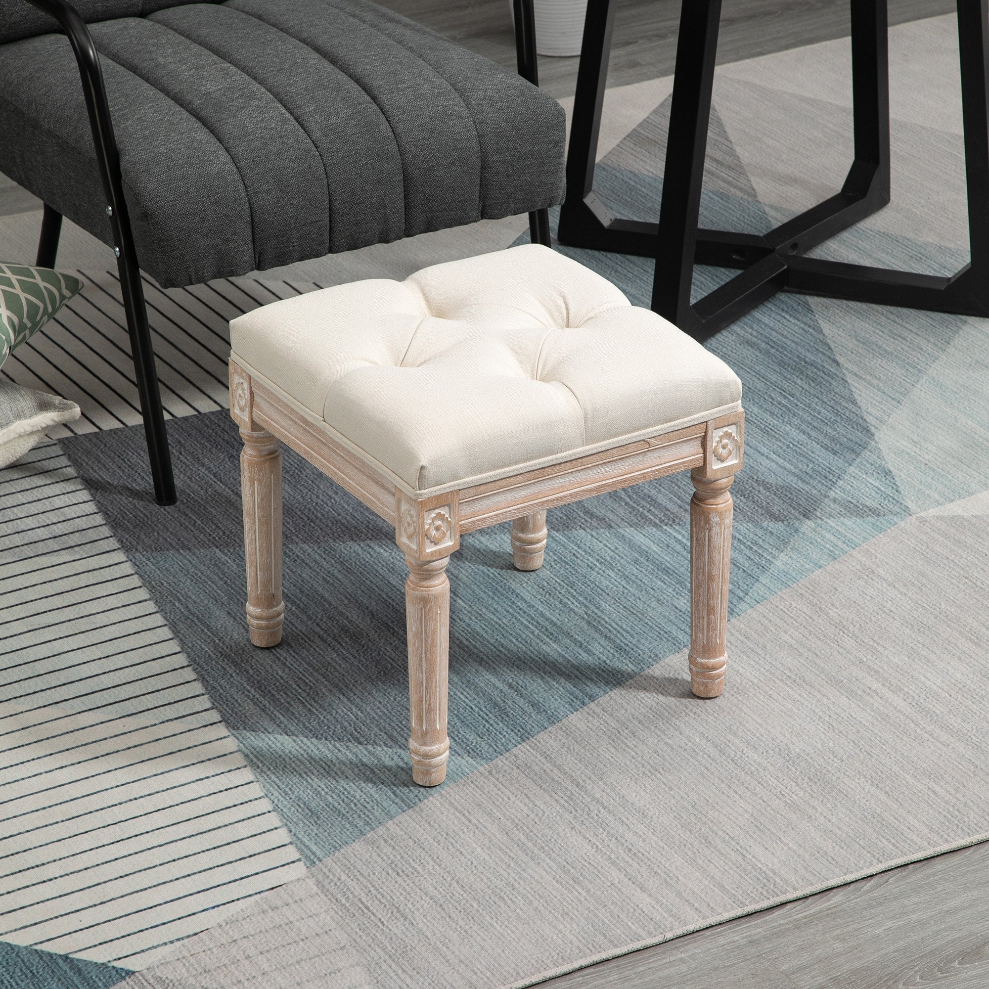 Banc Ottoman Vintage Repose-pieds avec Siège Capitonné