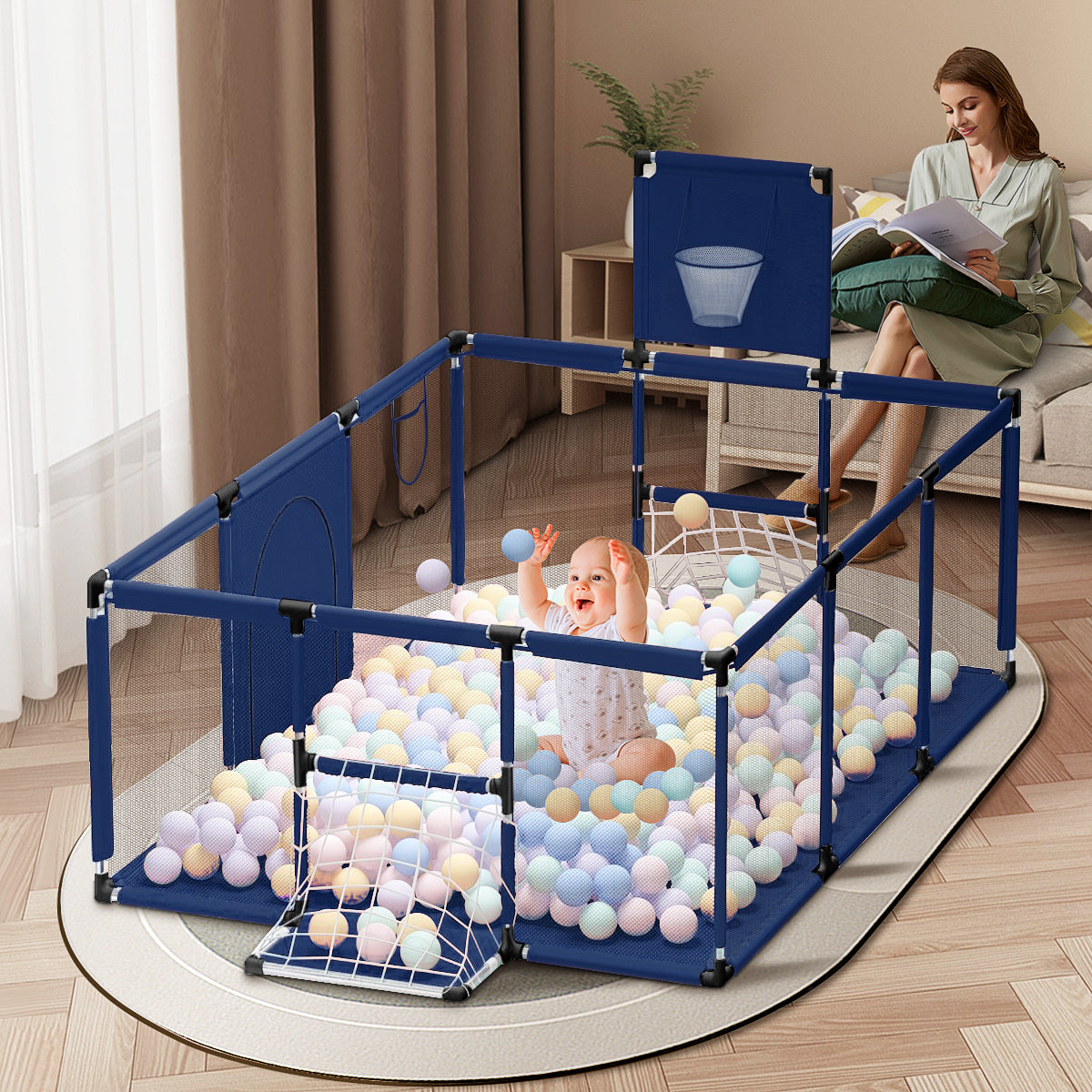 Nouveau Parc pour Enfants Tente de Jeu Bébé avec Barrière en Tissu Oxford