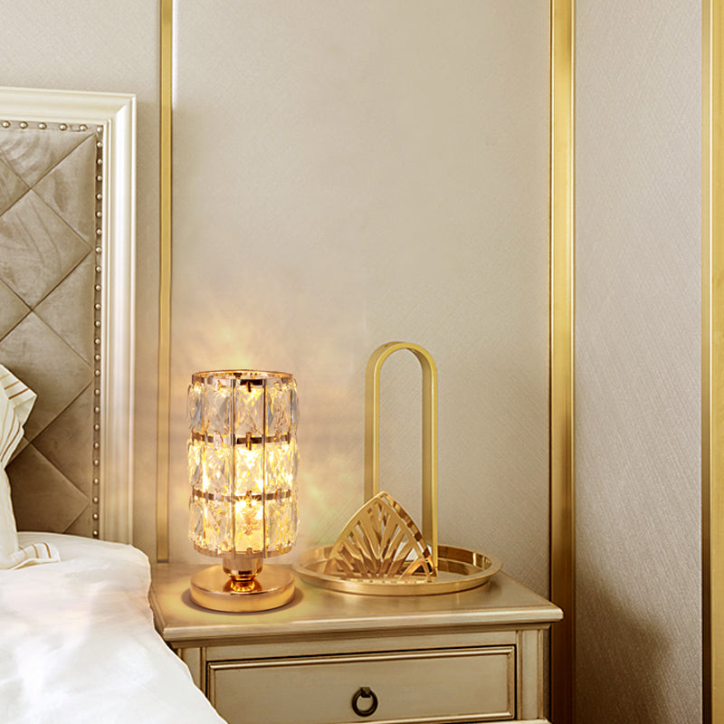 Lampe de table mariage élégante pour chambre lampe de chevet dorée en fer et cristal