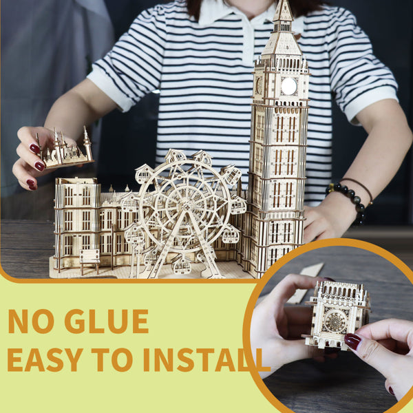 Puzzle 3D en bois Big Ben – Kits de modèle Horloge de bureau DIY, blocs de construction, cadeau créatif, décoration intérieure pour la famille, cadeau de Noël unique
