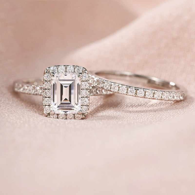 Bague Femme en Argent Sterling avec Pierre, Design Original à Quadrilatère Élégant