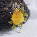 Broche Naturelle en Cire d'Abeille Argent S925 Richesse et Prospérité Pivoine