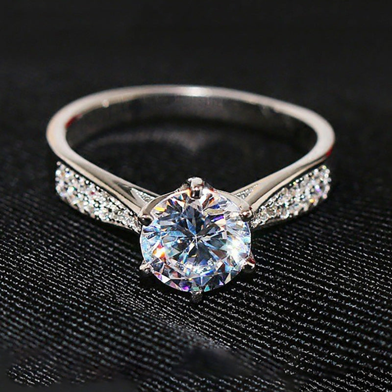 Bague de Luxe Ronde Enveloppante en Moissanite Anneau Simulant le Diamant
