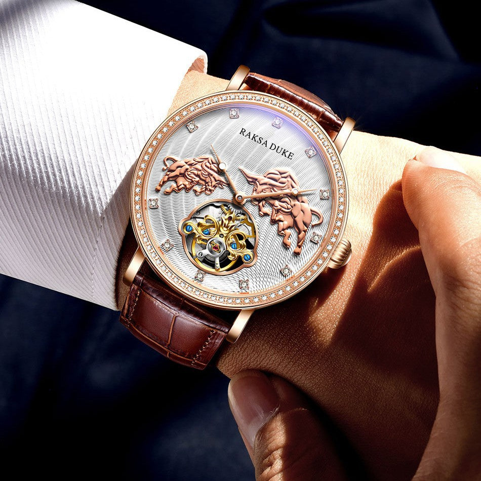 Montre commémorative mécanique étanche sertie de diamants, montre célèbre luxe