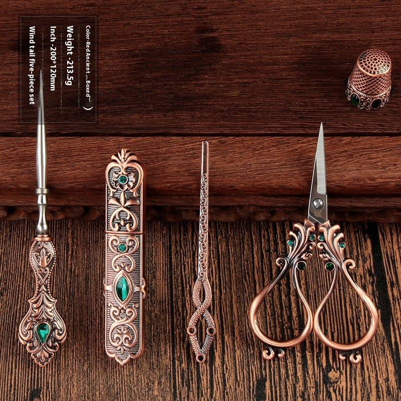 European-style Retro Affordable Luxury Inlaid With Phoenix Tail Scissors Set